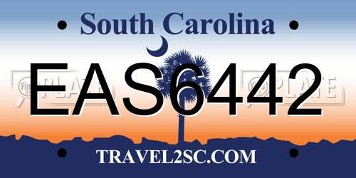EAS6442 South Carolina License Plate
