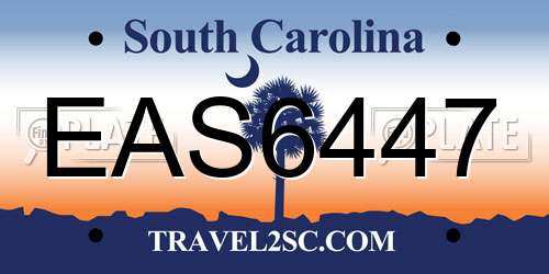EAS6447 South Carolina License Plate