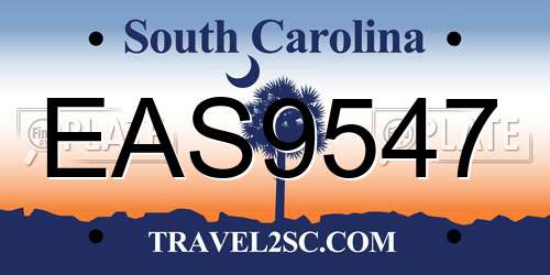 EAS9547 South Carolina License Plate