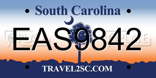 EAS9842 South Carolina License Plate