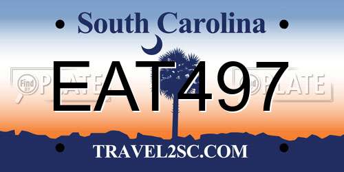 EAT497 South Carolina License Plate