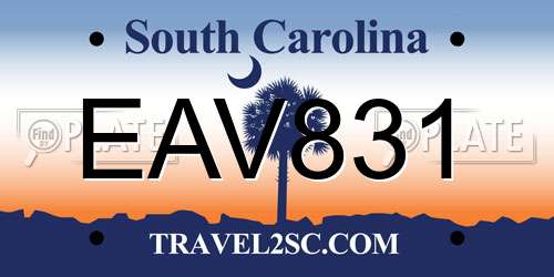 EAV831 South Carolina License Plate