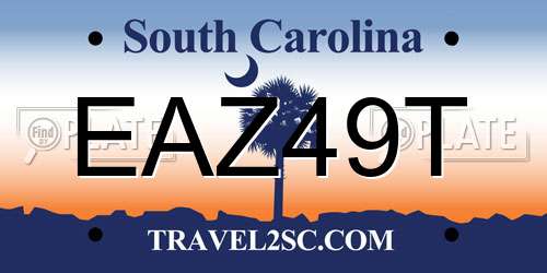 EAZ49T South Carolina License Plate