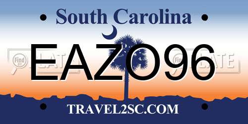 EAZO96 South Carolina License Plate