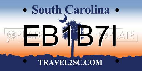 EB1B7I South Carolina License Plate