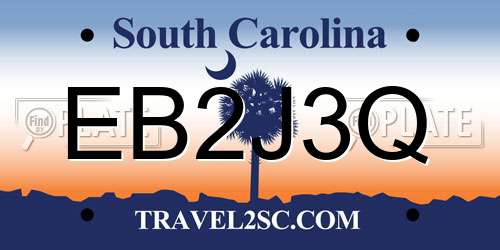 EB2J3Q South Carolina License Plate
