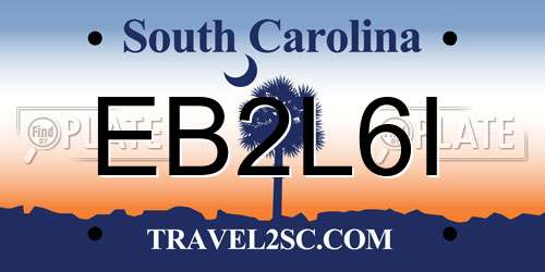EB2L6I South Carolina License Plate