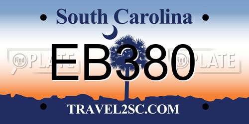 EB380 South Carolina License Plate