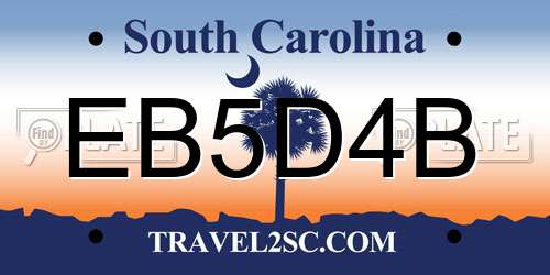 EB5D4B South Carolina License Plate