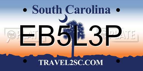EB5L3P South Carolina License Plate