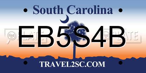EB5S4B South Carolina License Plate