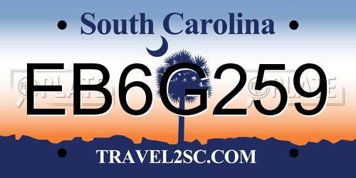 EB6G259 South Carolina License Plate