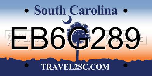 EB6G289 South Carolina License Plate