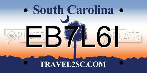 EB7L6I South Carolina License Plate