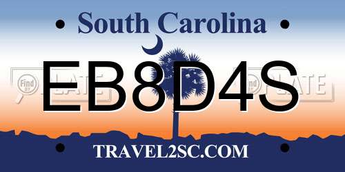 EB8D4S South Carolina License Plate