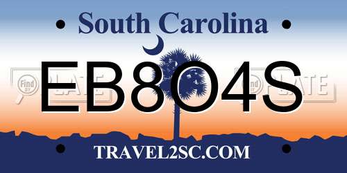 EB8O4S South Carolina License Plate
