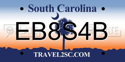 EB8S4B South Carolina License Plate