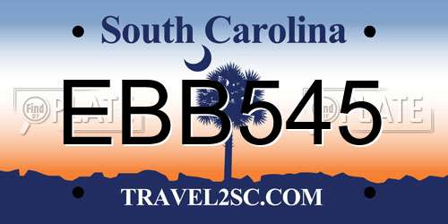 EBB545 South Carolina License Plate