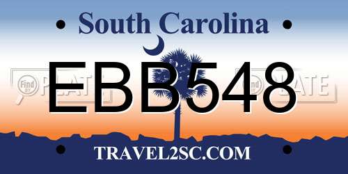 EBB548 South Carolina License Plate