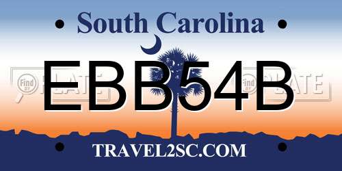 EBB54B South Carolina License Plate