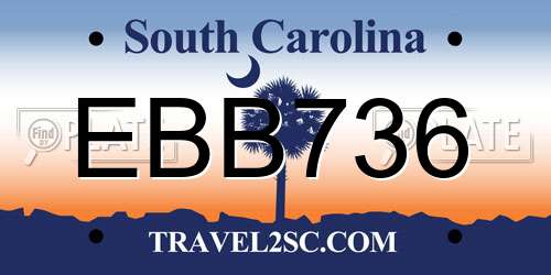 EBB736 South Carolina License Plate