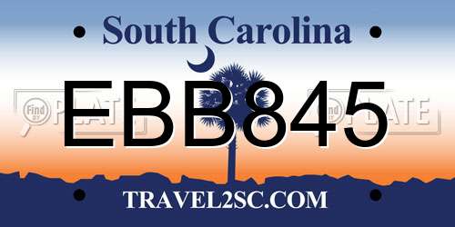 EBB845 South Carolina License Plate