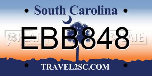 EBB848 South Carolina License Plate