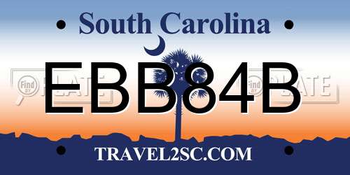 EBB84B South Carolina License Plate