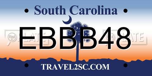EBBB48 South Carolina License Plate