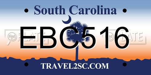 EBC516 South Carolina License Plate