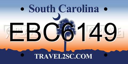 EBC6149 South Carolina License Plate