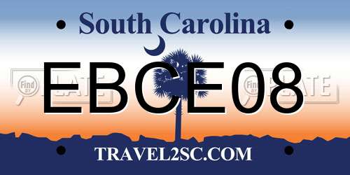 EBCE08 South Carolina License Plate