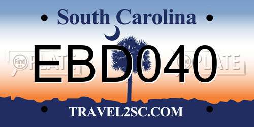 EBD040 South Carolina License Plate