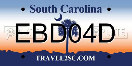 EBD04D South Carolina License Plate