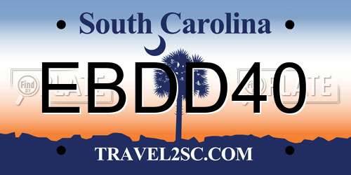 EBDD40 South Carolina License Plate