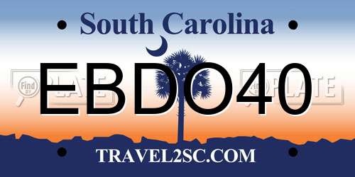 EBDO40 South Carolina License Plate