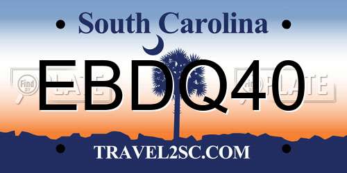 EBDQ40 South Carolina License Plate