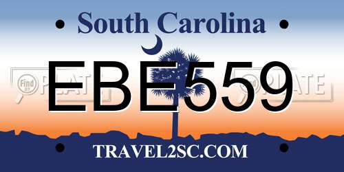 EBE559 South Carolina License Plate