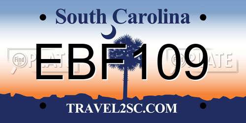EBF109 South Carolina License Plate