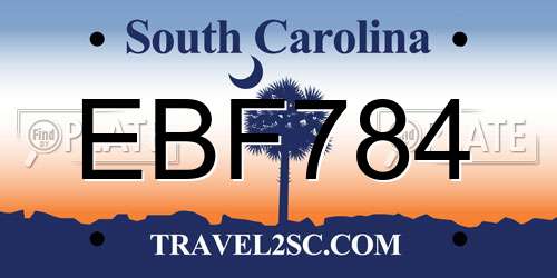 EBF784 South Carolina License Plate