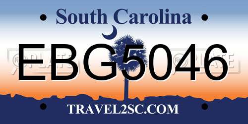 EBG5046 South Carolina License Plate