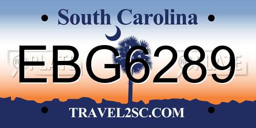EBG6289 South Carolina License Plate