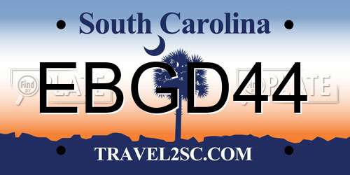 EBGD44 South Carolina License Plate