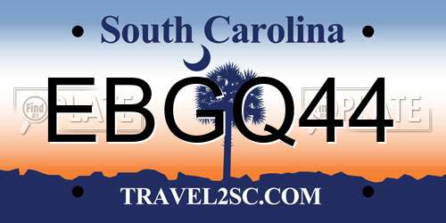 EBGQ44 South Carolina License Plate