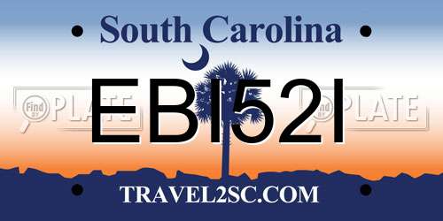 EBI52I South Carolina License Plate