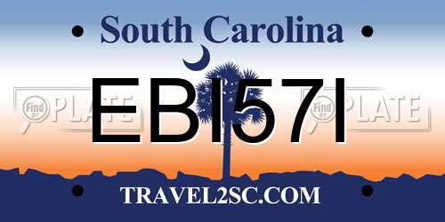 EBI57I South Carolina License Plate