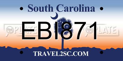EBI871 South Carolina License Plate