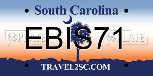 EBIS71 South Carolina License Plate