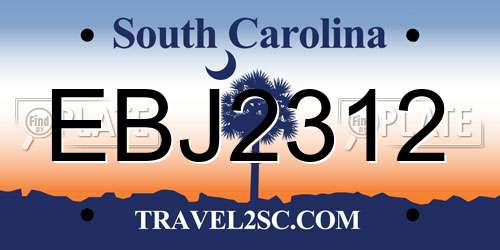 EBJ2312 South Carolina License Plate