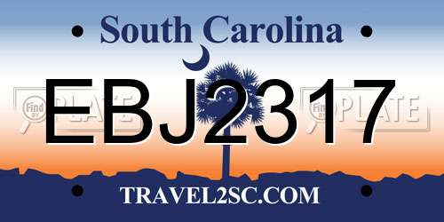 EBJ2317 South Carolina License Plate
